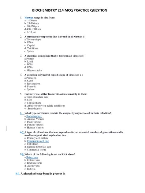biochemistry multiple choice exam que