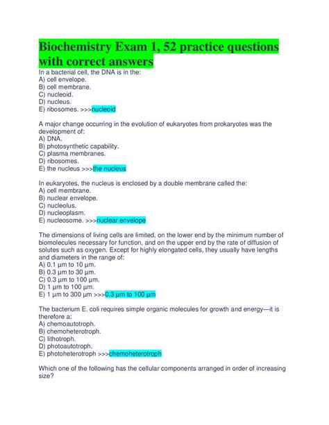 Biochemistry Test Questions
