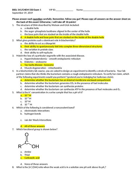 Read Biochemistry Exam Questions Long 