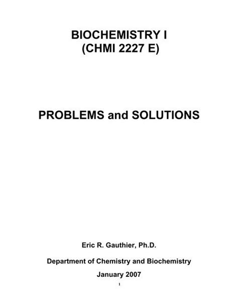 Full Download Biochemistry I Chmi 2227 E Problems And Solutions 