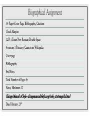 biographical assignment sheet sample