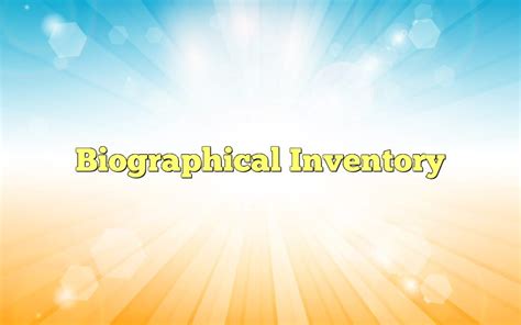 Biographical Inventory Test