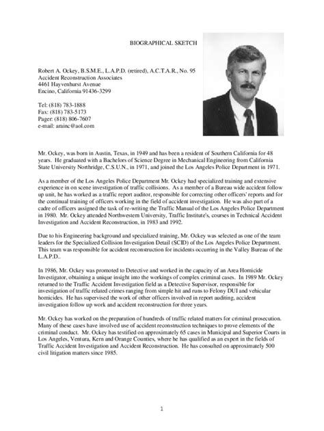 biographical sketch example for high school students