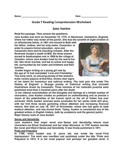 biography 7th grade reading level test