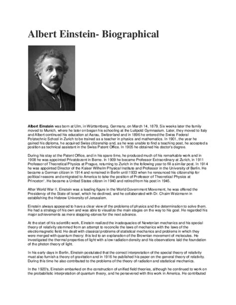biography albert einstein inventions