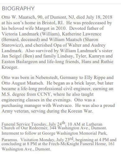 biography and obituary