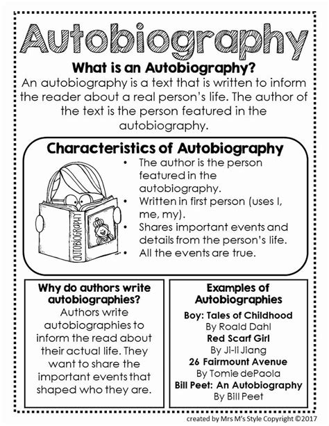 Biography Autobiography Reading Comprehension Passages Autobiography Questions Worksheet - Autobiography Questions Worksheet