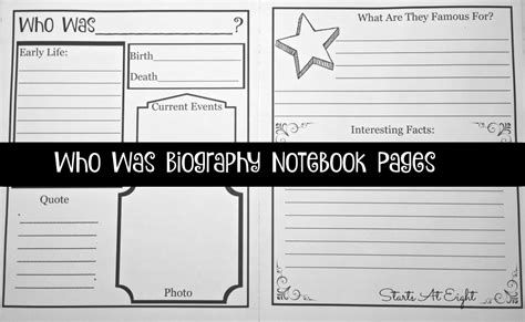 biography booklet insert pages printables