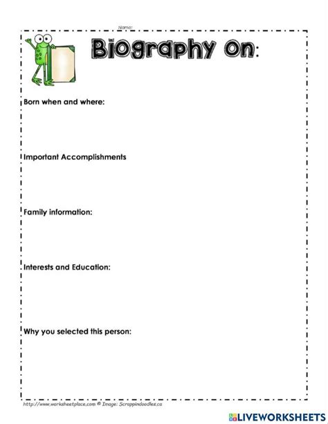 biography brainstorming worksheets elementary