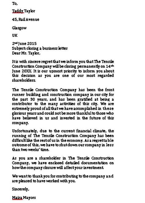 biography closing statement in a letters