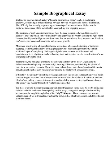 Biography Essay Examples