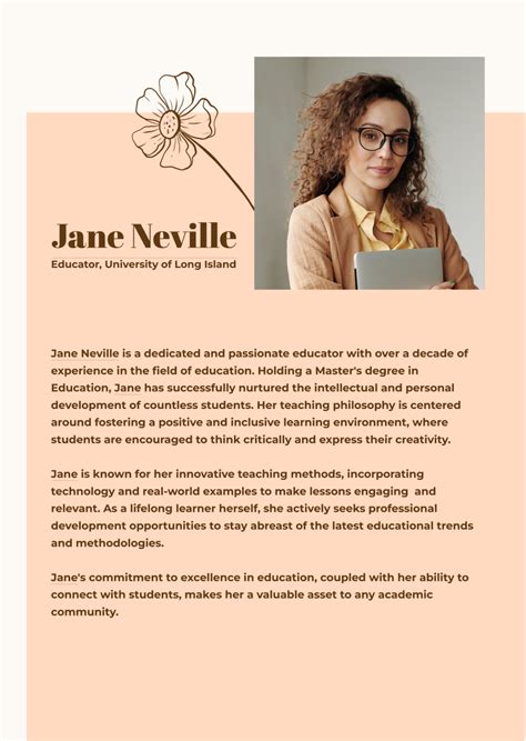 biography examples for educators