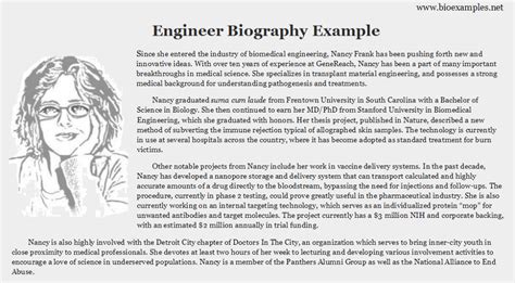 biography examples for engineers