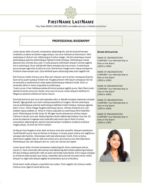 biography for resume