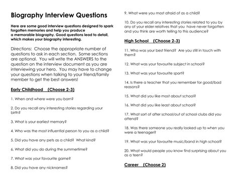biography interview questions a leadership program
