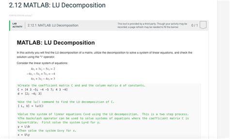 biography matlab code for lu decomposition method