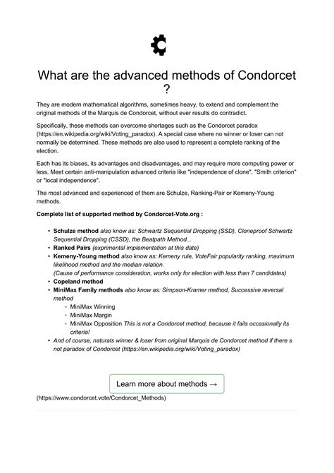 biography of condorcet methods