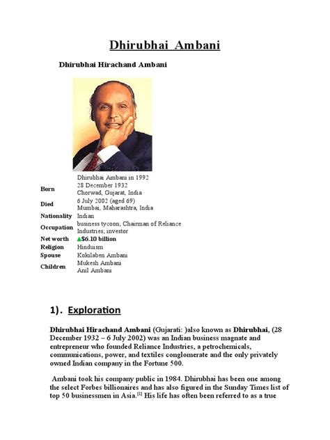 biography of dhirubhai ambani pdf