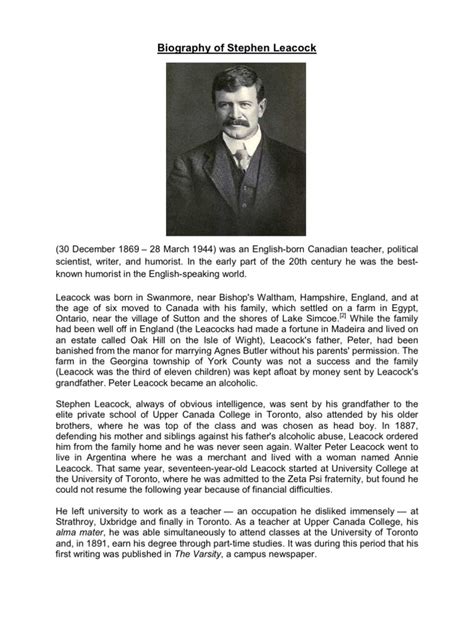 biography of stephen leacock