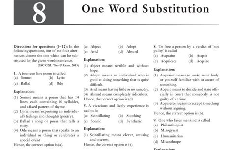 biography one word substitution exercises with answers