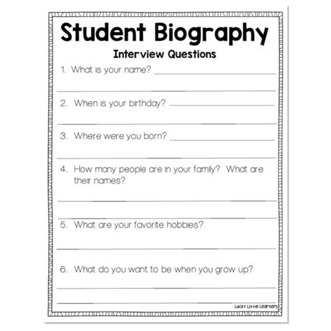 biography questions for website