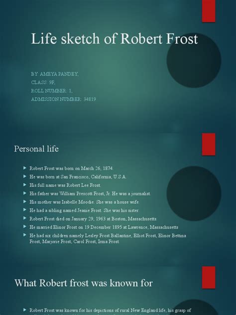 biography sketch of robert frost analysis