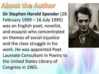 biography stephen spender i think continually analysis