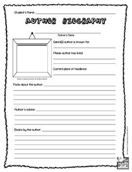 biography title and author worksheet