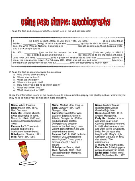 biography with past simple format