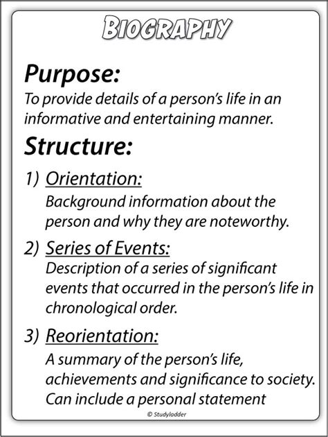 biography writing structure