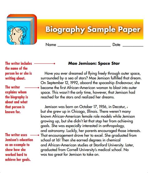 Read Online Biography Sample Paper Time For Kids 