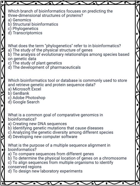 Bioinformatics Test Multiple Choice