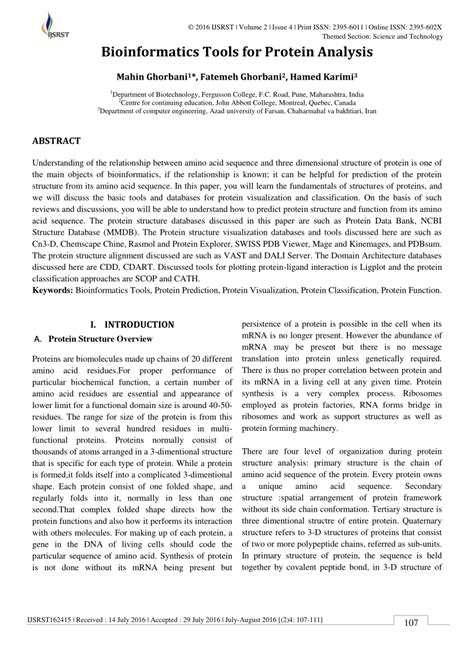 Bioinformatics Tools For Protein Analysis