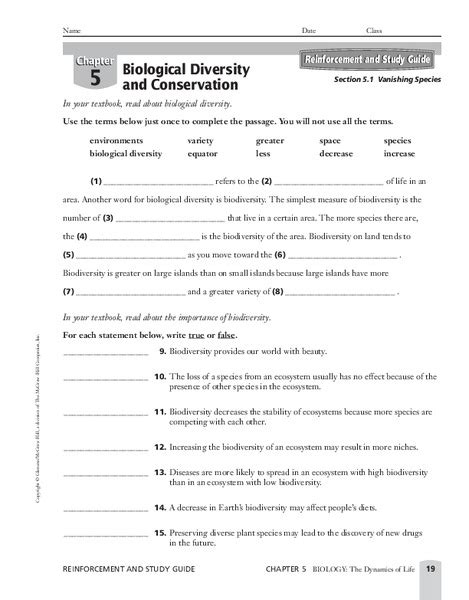 Read Online Biological Diversity And Conservation Worksheet Answers 