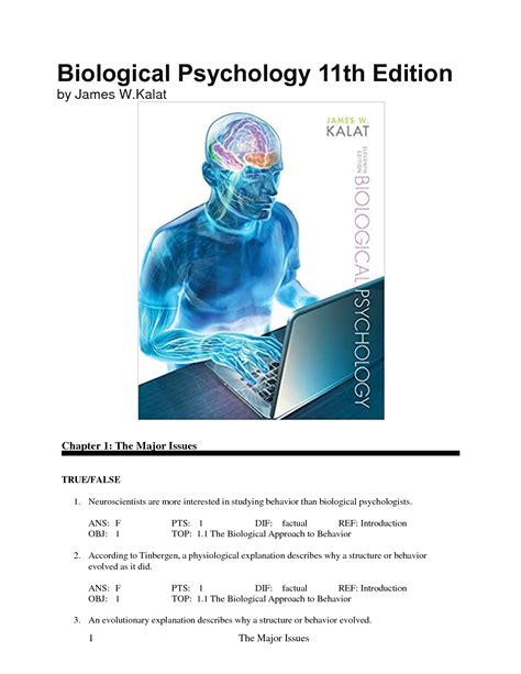 Read Online Biological Psychology 11Th Edition James W Kalat 