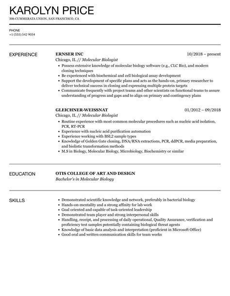 Biologist Resume Samples Velvet Jobs Biology Resume - Biology Resume