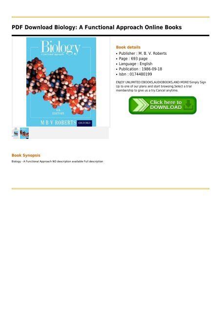 Biology A Functional Approach Second Edition