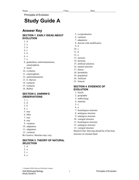 Biology Answer Key Study Guide