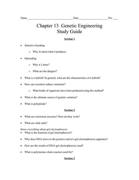 Biology Chapter 13 Study Guide Answer Key