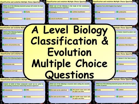 Biology Classification Multiple Choice Test Answer Key