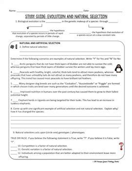 biology evolution study guide answer