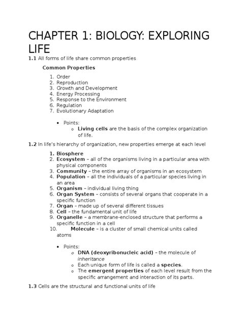 Biology Exploring Life Chapter 1 Packet Answers