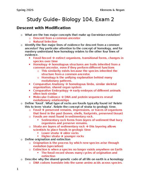Biology Guide Descent With Modification Answers