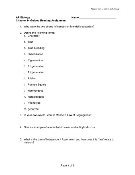 biology guided assignment answers