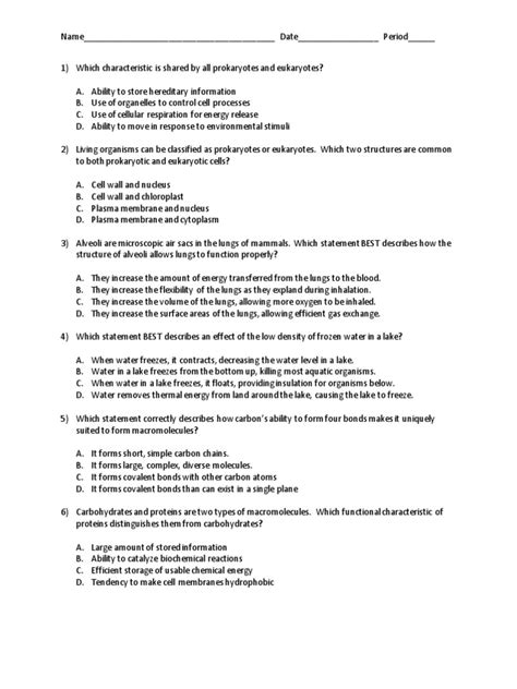 Biology Keystone Practice Test