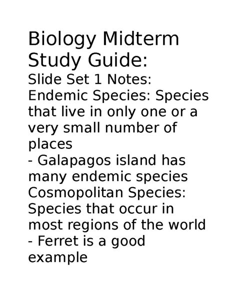 Biology Midterm Study Guide Answer Key 2013