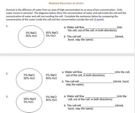 biology osmosis practice activity answer key