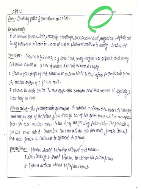 Biology Practical Answer