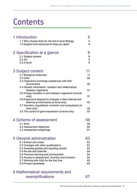Biology Specification A Level