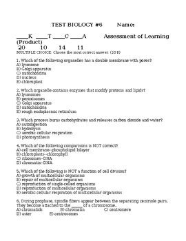 biology test answer key posttest